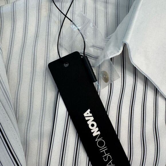 Fashion Nova White and Black Striped Shirt - Picture 6 of 7